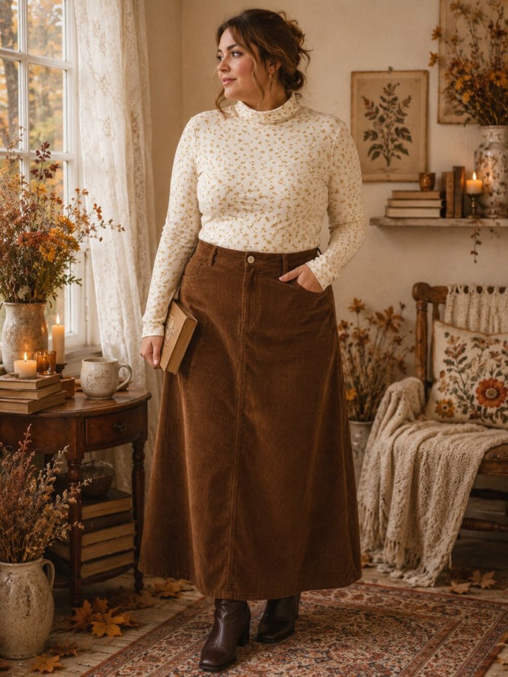 Vintage Basic Editions Floral Turtleneck Top